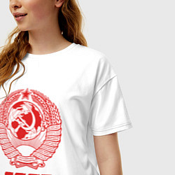 Футболка оверсайз женская Герб СССР: Советский союз, цвет: белый — фото 2