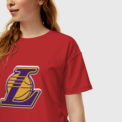 Футболка оверсайз женская ЛА Лейкерс объемное лого, цвет: красный — фото 2