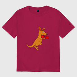 Женская футболка оверсайз Кенгуру занимается боксом