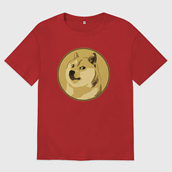 Женская футболка оверсайз Пёсик Доге в круге