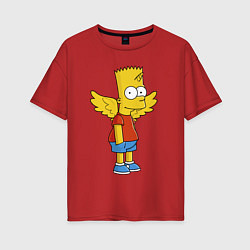 Футболка оверсайз женская Барт Симпсон - единорог, цвет: красный