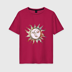 Женская футболка оверсайз Солнце и луна - Солнцестояние