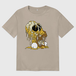 Футболка оверсайз женская Разложившийся Гомер Симпсон - ужас, цвет: миндальный