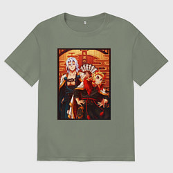 Женская футболка оверсайз Тенген и Ренгоку красивые - Клинок рассекающий дем