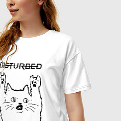 Футболка оверсайз женская Disturbed - rock cat, цвет: белый — фото 2