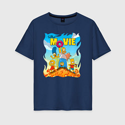 Женская футболка оверсайз The Simpsons movie - семейка прячется от пожара на