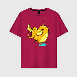 Женская футболка оверсайз Желтая слониха балерина