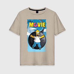Женская футболка оверсайз The Simpsons movie - Гомер и бомба