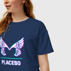 Футболка оверсайз женская Placebo glitch rock, цвет: тёмно-синий — фото 2
