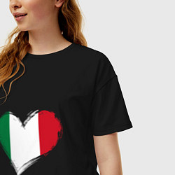 Футболка оверсайз женская Сердце - Италия, цвет: черный — фото 2