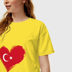 Футболка оверсайз женская Сердце - Турция, цвет: желтый — фото 2