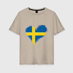 Женская футболка оверсайз Сердце - Швеция