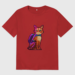 Футболка оверсайз женская Stray pixel art, цвет: красный