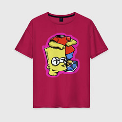 Женская футболка оверсайз Барт Симпсон облокотился на собственную голову - ш