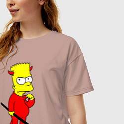 Футболка оверсайз женская Bart Simpson - devil, цвет: пыльно-розовый — фото 2