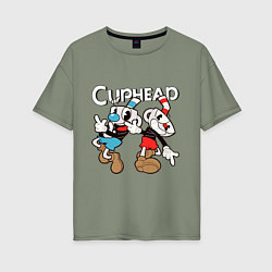 Футболка оверсайз женская Cuphead - Mugman, цвет: авокадо