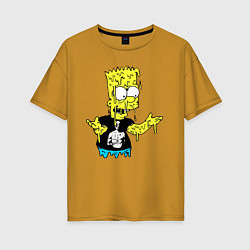Женская футболка оверсайз Плавящийся Барт Симпсон - стилизация