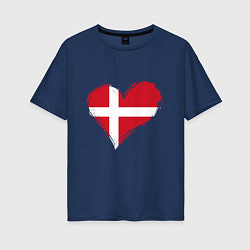 Футболка оверсайз женская Сердце - Дания, цвет: тёмно-синий