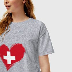 Футболка оверсайз женская Сердце - Швейцария, цвет: меланж — фото 2