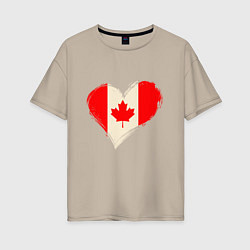 Футболка оверсайз женская Сердце - Канада, цвет: миндальный