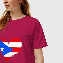 Футболка оверсайз женская Сердце - Пуэрто-Рико, цвет: маджента — фото 2