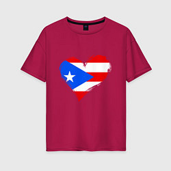 Футболка оверсайз женская Сердце - Пуэрто-Рико, цвет: маджента