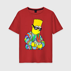 Женская футболка оверсайз Барт Симпсон считает выручку