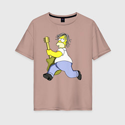 Женская футболка оверсайз Гомер Симпсон - крутой рок гитарист