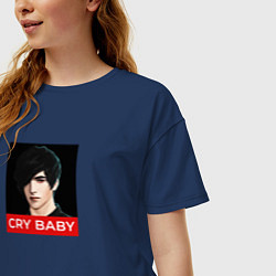 Футболка оверсайз женская Виктор Cry Baby, цвет: тёмно-синий — фото 2