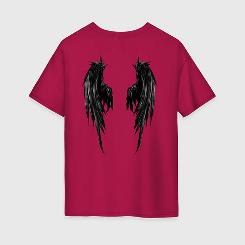 Женская футболка оверсайз Крылья падшего ангела / Маджента – фото 2