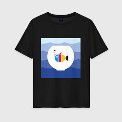 Женская футболка оверсайз CMYK рыбка