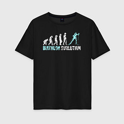 Женская футболка оверсайз Эволюция в биатлон