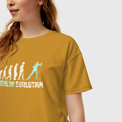 Футболка оверсайз женская Эволюция в биатлон, цвет: горчичный — фото 2