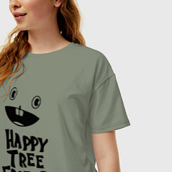 Футболка оверсайз женская Happy Three Friends - LOGO, цвет: авокадо — фото 2