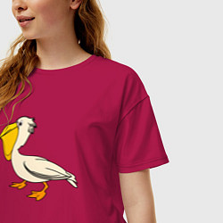 Футболка оверсайз женская Маленький пеликан, цвет: маджента — фото 2