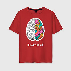 Футболка оверсайз женская Creative Brain, цвет: красный