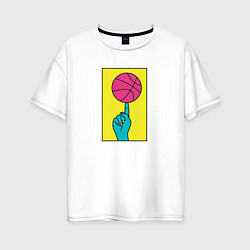 Женская футболка оверсайз Баскетбольный мяч на пальце