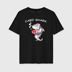 Женская футболка оверсайз Карточная акула с сигарой