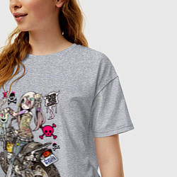 Футболка оверсайз женская Anime biker girl, цвет: меланж — фото 2
