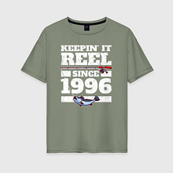 Женская футболка оверсайз Держу катушку с 1996 года
