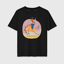 Женская футболка оверсайз Наездник на лошадке - Родео