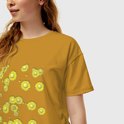 Футболка оверсайз женская Желтые цветы Ромашки Подсолнухи Подарок садоводу, цвет: горчичный — фото 2