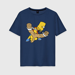 Женская футболка оверсайз Хулиган Барт Симпсон целится из рогатки
