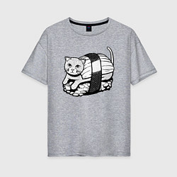 Женская футболка оверсайз Суши-кот
