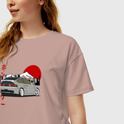 Футболка оверсайз женская Honda Crx Retro JDM, цвет: пыльно-розовый — фото 2