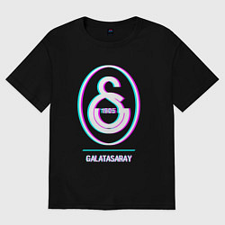 Футболка оверсайз женская Galatasaray FC в стиле glitch, цвет: черный