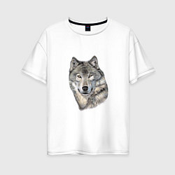 Женская футболка оверсайз The leader of a pack of wolves