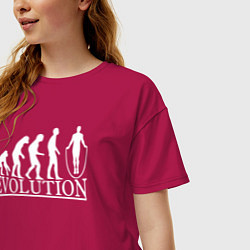 Футболка оверсайз женская Эволюция - прыжки со скакалкой, цвет: маджента — фото 2