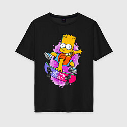 Женская футболка оверсайз Барт Симпсон на скейтборде - Eat my shorts!