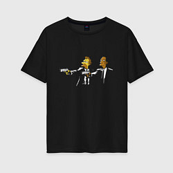 Женская футболка оверсайз Pulp Simpsons - remake - Tarantino